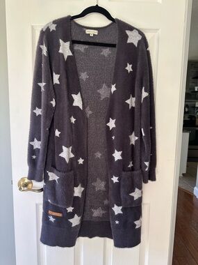 Simply Southern Gray Star Print Open Cardigan